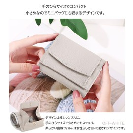 CHEERFULHEALTHY Women's Mini Wallet, Trifold Wallet, Genuine Leather, Mini Wallet, Prevents Skimming, Box-Shaped Coin Purse, Compact, Stylish, Cute, Lightweight, Small Gift, white