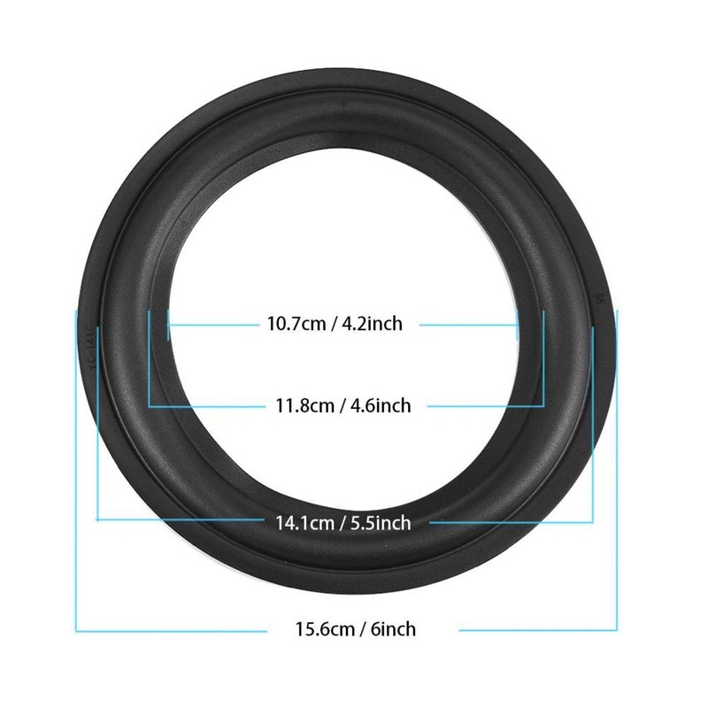2pcs 6"/156mm Black Speaker Rubber Foam Edge Surround Ring Speaker