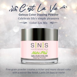 SNS Healthy Natural Nails SNS Nail Dip Powder, Gelous Color Dipping Powder - Les Mis (White Natural Nudes/Pastel, Cream) - Long-Lasting Dip Nail Color Lasts 14 Days - Low-Odor & No UV Lamp Required - 1 OZ