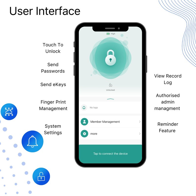 Blusafe Symphony Smart Cabinet Lock, RFID Card NFC, Bluetooth App,