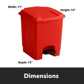 Zedfire [Red] Step-On 4-Gallon Trash Can - Compatible with Biohazard Waste Bags, Ideal for Medical/Lab/Hospital Use