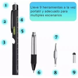 Baixi Pluma Ingeniero Bolígrafo Multiherramienta 9 En1 Para Regalo