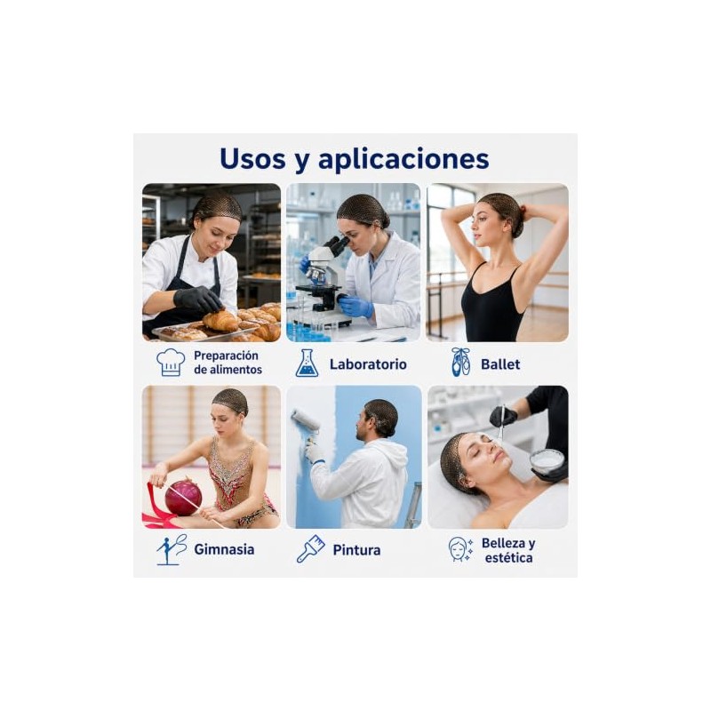 Red Para Cabello Malla Elástica Negra 12 Pcs
