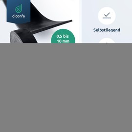 diconfa Rubber Strip Width 8 mm 0.8 cm – Choice – Thickness: 1 to 5 mm – Length: 0.05 m to 10 m – Selection: 900 mm (90 cm) Long, 1 mm Thick – Rubber Mat Sold by the Metre Narrow Rubber Base Rubber