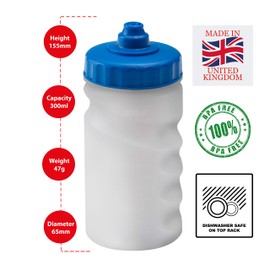Foxberry 300ml Children's Small Refillable Water Bottles - 4 Pack - Hands Free Lid - Non Drip Leakproof Spout - BPA Free - Blank For DIY Decoration - Dishwasher Safe - Sports - School - Club