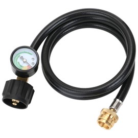 STYDDI 1lb to 20lb Propane Adapter Hose with Gauge, 8FT Propane Hose Converter Kit 1 lb to 20 lb for Weber Q Grill, Coleman Camp Stove, Blackstone Griddle, Buddy Heater and More Portable Appliances