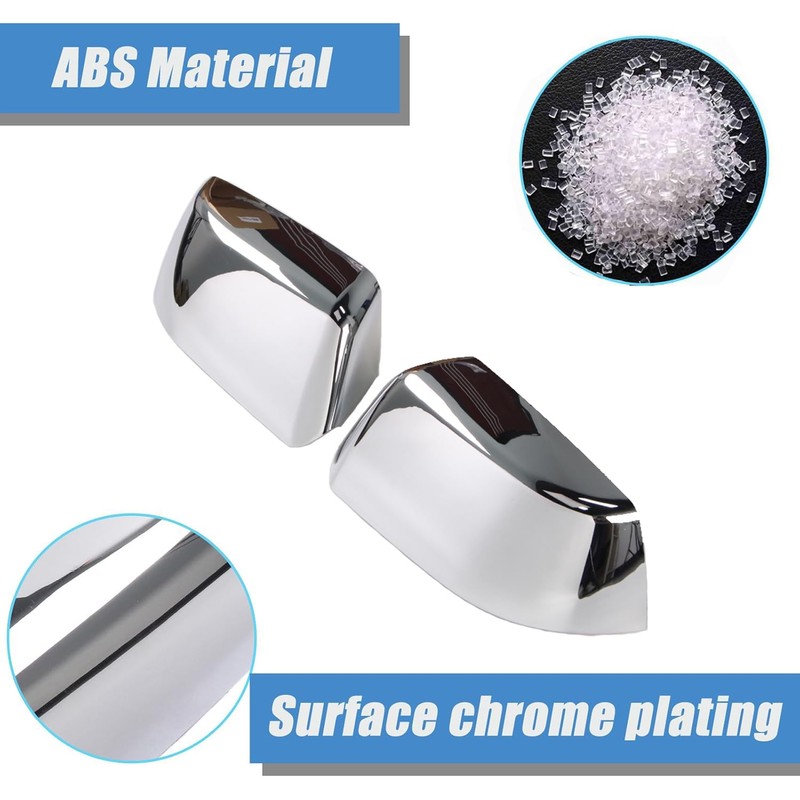 AUCERAMIC 2 PCS Chrome Top Half Mirror Cover Cap Fit