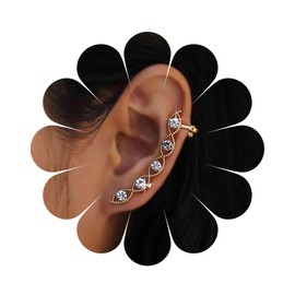 Erimberate Bohemian Evil Eye Crystal Cuff Earring Gold Cz Cartilage Cuff Earring Cz Eye Ear Climber Earring Rhinestone Clip on Earring Jewelry for Women Gifts