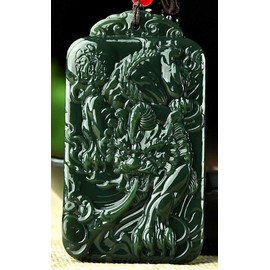 China Natural Hetian Green Jade Nephrite Carved Unicorn Pixiu Beast Pendant Amulet