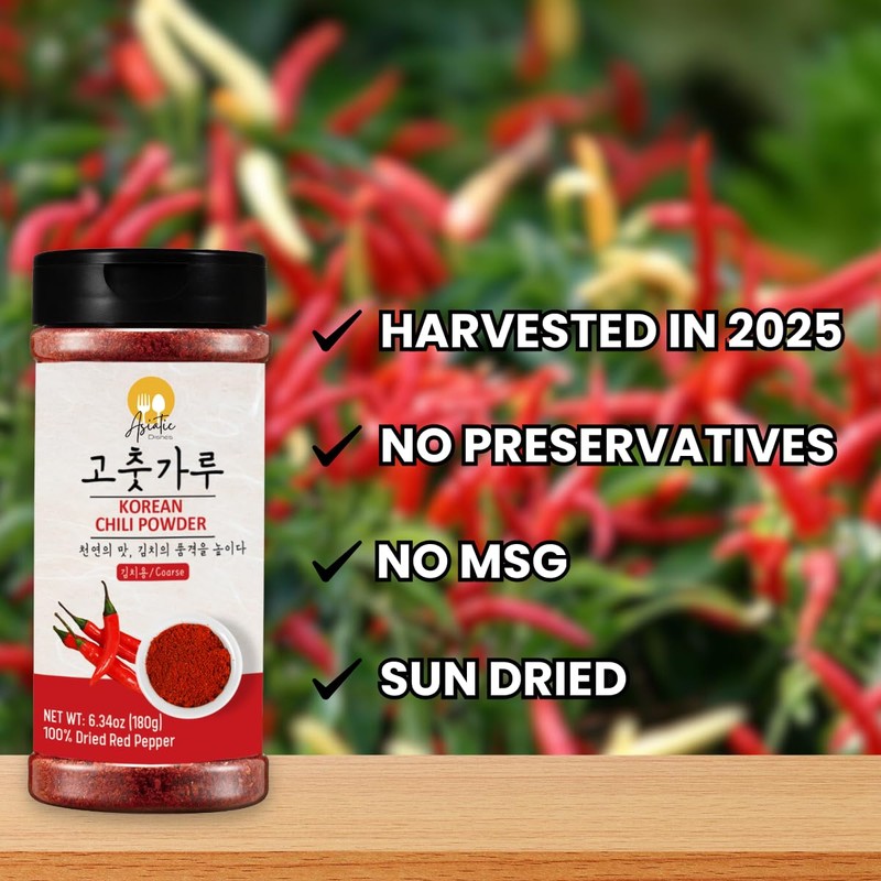 Premium Gochugaru Korean Red Pepper Flakes - 100% Asian Sun-Dried