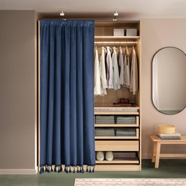 HLISFHIE Door Curtains for Doorway Privacy, Rod Pocket Velvet Closet Curtains with Tassel, Blackout Door Cover for Living Room, Light Blocking Thermal Insulation Drapes, Set of 1 Panels, Navy