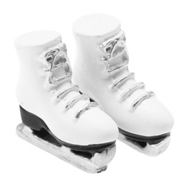 VICASKY 1 Pair 1.1" Fashion Doll Shoes Miniature White Ice Skates,Resin Small Doll Ice Skate Toys Dollhouse Accessories
