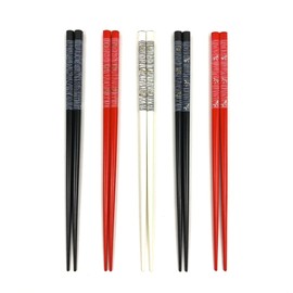 JapanBargain 3647, Bamboo Chopsticks Reusable Japanese Chinese Korean Wood Chop Sticks Hair Sticks 5 Pair Gift Set Dishwasher Safe, 9 inch, Dragonfly