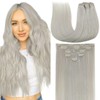 LAAVOO Platinum Blonde Clip in Hair Extensions Human Hair 20