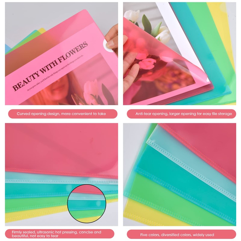 Pack of 30 A4 Document Wallets, Plastic Document Case, Transparent