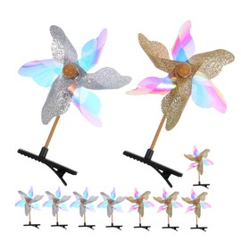 Outanaya 12pcs Windmill Hair Clips for Cute Styling Barrettes Playful Hair Accessories for Parties and Outdoor Activities Whimsical Design Bright Silver and Gold