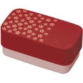 Nippon 73611-8 Traditional Color, Japanese Pattern, Long Angle Bento Box, Ancient Vermilion, Plum Pattern