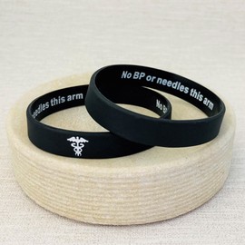 Butler & Grace Verstecktes No BP Medical Alert Armband ID Band Schwarz Silikon Erwachsene 202mm (1 Band Only-Black)