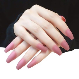 24pcs/set Fake Nails Press On Nails False Nail Tips Coffin for Women Acrylic French Matte Fake Nails with Medium Long Design Glue On Nails Art Tips Stick On Toenails