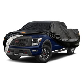 Kayme Truck Cover Custom Fit Nissan Titan(2015-2025) Crew Cab Short Bed. Full Exterior Heavy Duty Outdoor Pickup Truck Car Cover Waterproof All Weather.Car Tarp for Wind Sun Dust Protection.Black