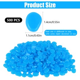 Glow in The Dark Garden Pebbles,Resin Glowing Rocks DIY Decorative Luminous Stones for for Outdoor Decor, Garden Lawn Yard,Plant Pots,Aquarium, Walkway, Fish Tank, Pathway (Blue 500pcs)