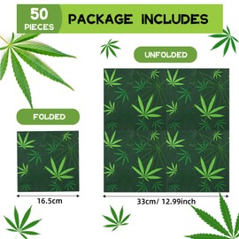 50 Pcs Glow Party Napkins Neon Birthday Party Rainbow Disposable Paper Napkins Musical Leaf Party Supplies Party Napkins Soccer Birthday Party Decorations Rainbow Party Supplies for Party (Leaves)