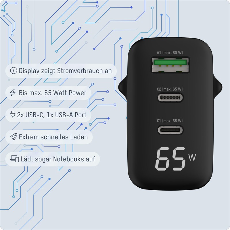 ANSMANN 3-Port USB Charger with up to 65 W/Power Delivery