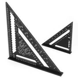 QWORK® Rafter Square Metric Speed Square 12 inch & 7 inch Aluminum Carpenters' Roofing Square, Metric Woodwork Square Triangle Ruler, for Timber Projects Roofing