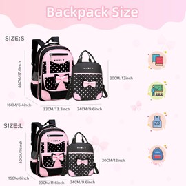 LANSHIYA Princess Bow Girls Backpack Elementary School Bag Kids School Travel Bag