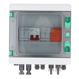 2 String PV Combiner Box with 15A and 32A Circuit Breaker, Arrester and Solar Connector for On/Off Grid Solar Panel System, IP65 Rated