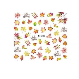 Autumn Leaf Maple Pumpkin Fruit Thanksgiving Turkey Water Transfer Nail Sticker M703 Nail Wraps Stickers Manicure Supplies for Women Nails Full Long Lasting Easy Apply and Remove