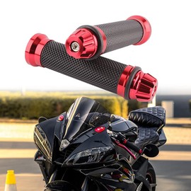 DREAMIZER Motorcycle Handlebar Grips 7/8-22mm Handle Grip Universal CNC Handlebar Cap for CBR CB GSXR 600 650 1000 R6 Ninja ZX H2 - Red