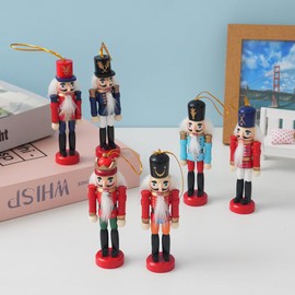 Wisplye Christmas Nutcracker Ornaments, Pack of 6 Christmas Nutcracker Soldier Made of Wood, Christmas Nutcracker Figures Decoration for Christmas, Table Decoration, Gift, 12.5 cm
