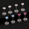 VDKIDKT Flower Screw Back Birthstone Stud Earrings for Women Girls,