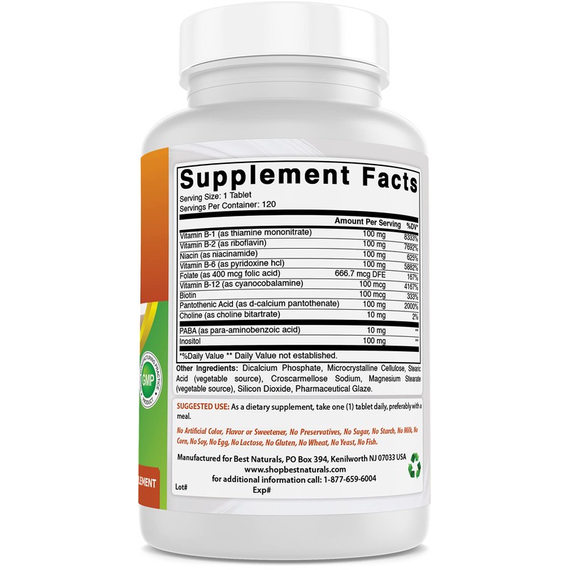 Best Naturals B-100 Complex for adults, 120 Tablets