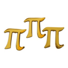 Novel Merk Pi Math – Symbol for Pi Lapel Pin, Hat Pin & Tie Tack Set - with Clutch Back (3- Pi), Medium