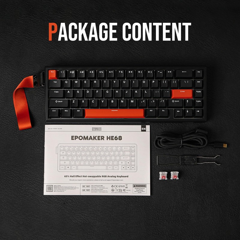 EPOMAKER HE68 Hall Effect Keyboard, 8000hz Polling, 0.01mm Adjustable Trigger,