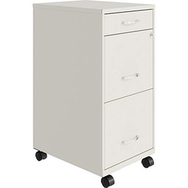 LYS SOHO Box/File/File Mobile White File Cabinet, 3 Drawer, 26.5 x 14.3 x 18 in