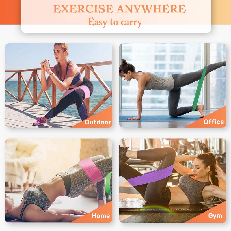 Resistance Bands Non-Slip Fabric Booty Bands, 3 Strengths Level Optional