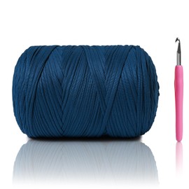 800G（228YDS） Tshirt Yarn for Crocheting，Chunky T-Shirt Yarn for Beginner Crochet Bags，Baskets，Coasters，Shoes，Clothes，DIY Crafts, Elastic Fabric Thick Hand Knitting Crochet Yarns (Navy Blue)