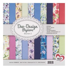 Ideen mit Herz Duo Design Papers, Pad with 20 Sheets of Craft Paper, 25 x 25 cm, 250 g/m², Printed on Both Sides, Design Paper, Motif Paper, Ideal for Scrapbooking, Crafts
