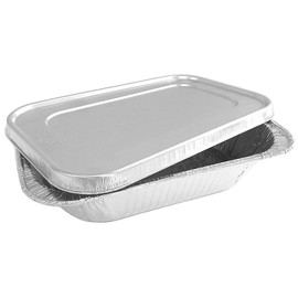 PACTOGO Quarter-Size Aluminum Foil Steam Table Pan with Lid - Disposable Food Storage Baking Containers (Pack of 100 Sets)