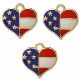 Shelly's Buttons and More Patriotic Heart Flag Charm Embellishment - Craft Sewing  Scrap -Shelly's Buttons