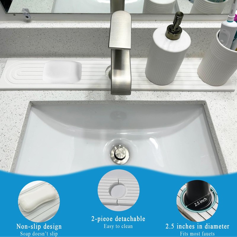 Faucet Mat for Kitchen Sink, Diatomite Fast Drying Stone Faucet