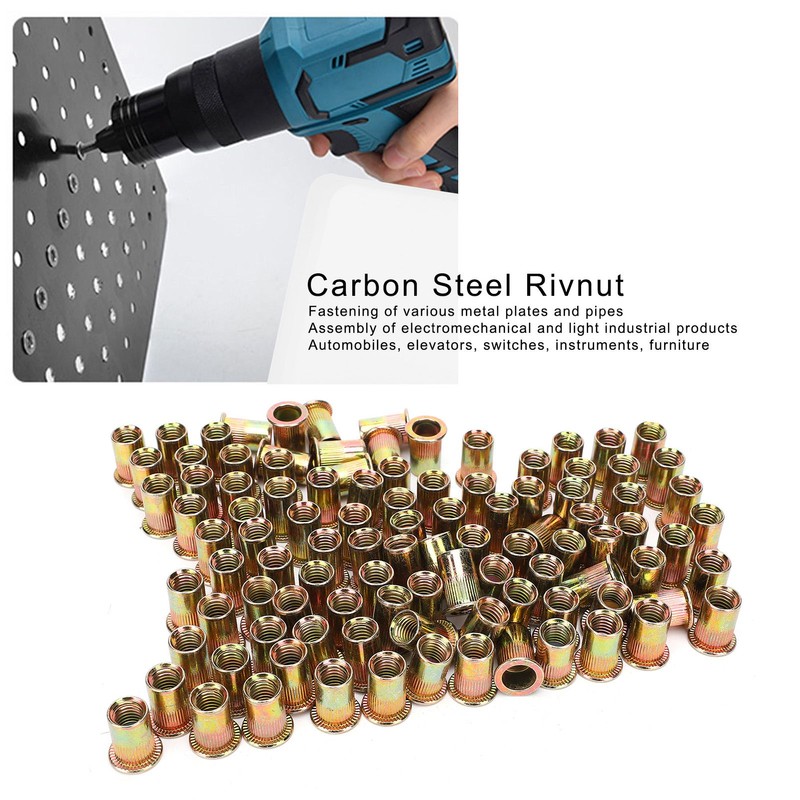 100Pcs Rivet Insert Nut M10 Carbon Steel Color Plated Zinc