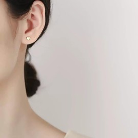 Mesaro Surgical Stainless Steel Heart Earrings, 1 Pair, 2 Pieces, For Both Ears, Small, Simple, Hypoallergenic, Leave on Metal, Unisex, Unisex, Copper