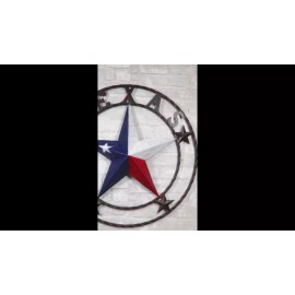 Ebros Gift Western Patriotic Lone Star State Texas With 4 Stars Metal Wall Circle Sign 24"D
