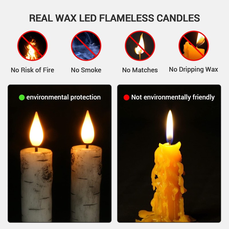 PChero Flameless Taper Candles with Remote Timer, Pack of 3