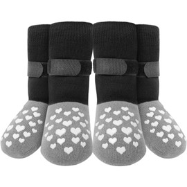 Non-Slip Dog Socks Prevent Licking Paws,Grippy Socks for Senior Dog Walk on Hardwood Floor,Paw Protectors,Black 2 Pairs,XL