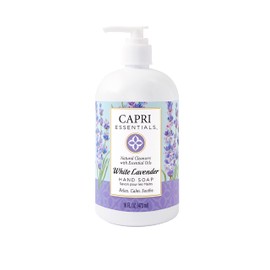 CAPRI ESSENTIALS Hand Soap Liquid, Natural Household Cleaning Supplies, Gentle Plant Based Aromatic Hand Wash with a Blend of Essential Oils, Removes Dirt & Grime, White Lavender Scent, 16 FL Oz